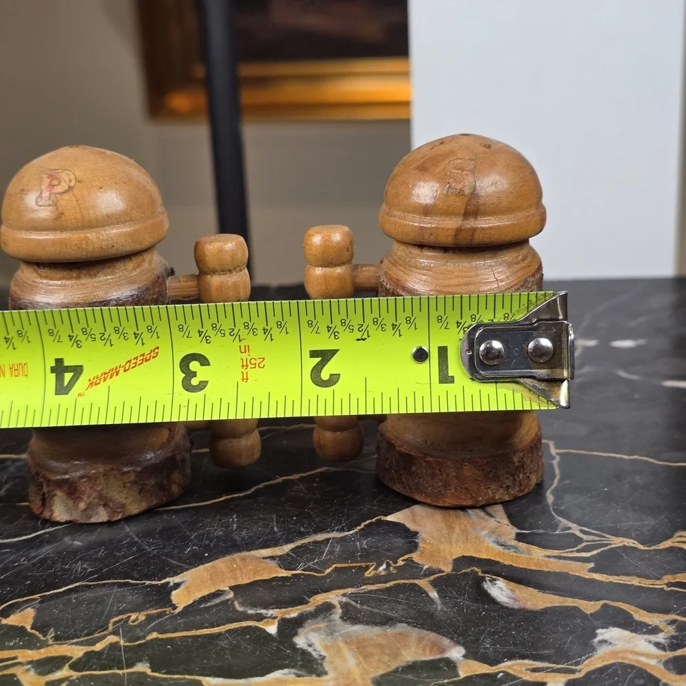 Vintage Wooden Bark Salt Pepper Shakers Mug Stein Japan - Picture 6 of 12